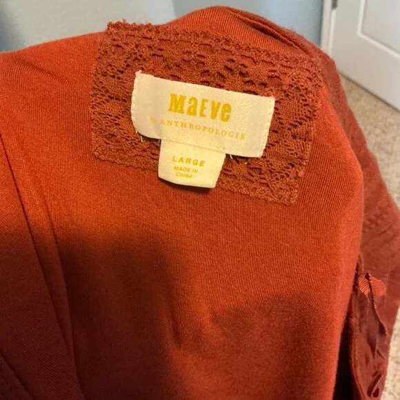 ANTHROPOLOGIE Maeve Gillian Tiered Maxi Dress Terracotta Sz LARGE - Picture 2 of 7